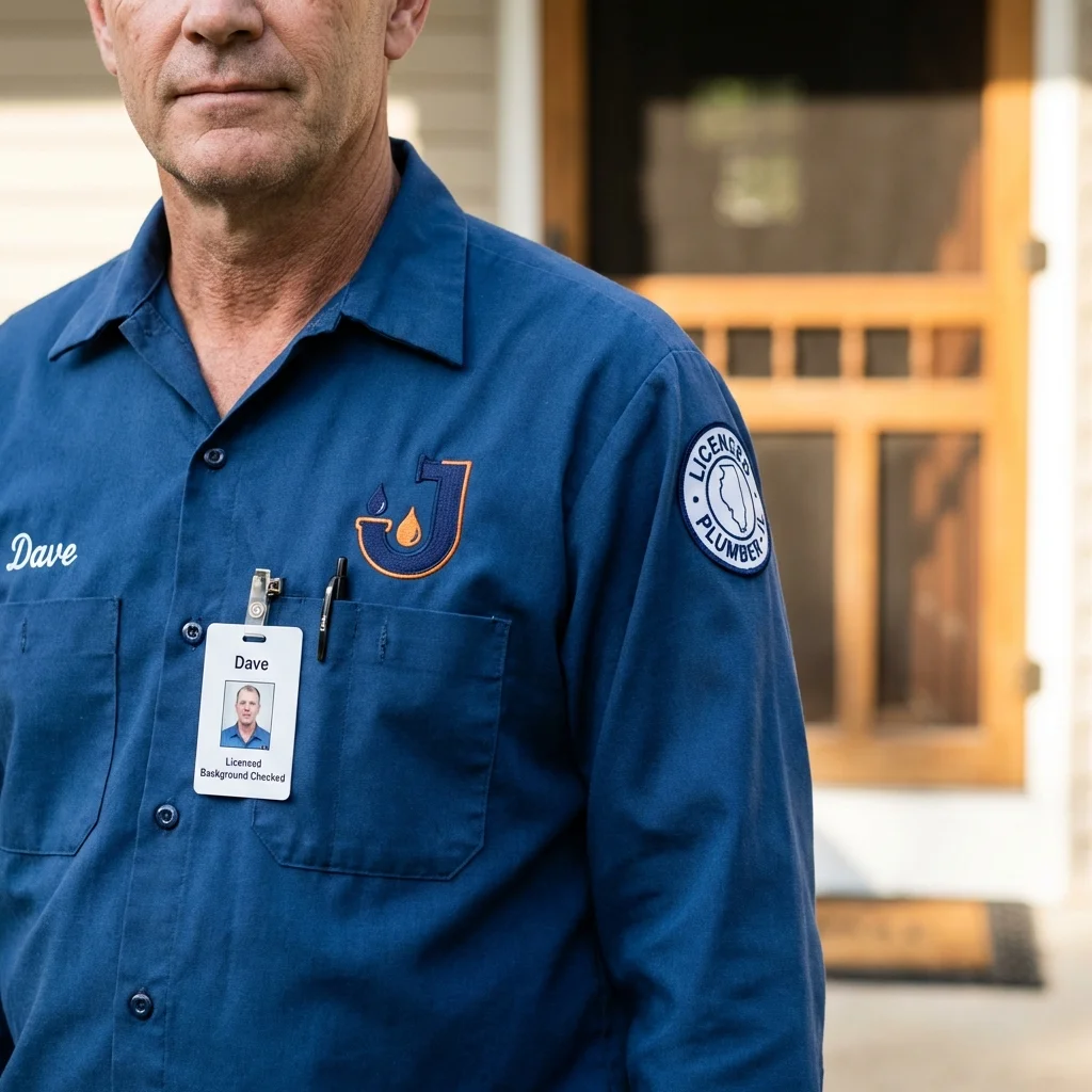 Licensed plumber showing ID badge in Luckey, OH