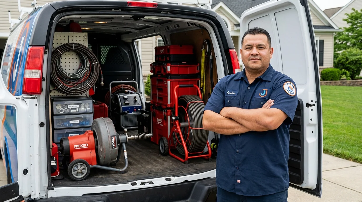 Professional drain cleaning equipment and Johns Plumbing LLC plumber in Luckey